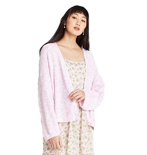 Zip-Up Sherpa Jacket — open neck lightweight cardigan (lilac/pi