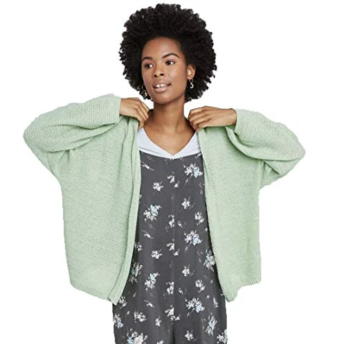 Zip-Up Sherpa Jacket — open neck lightweight cardigan (green